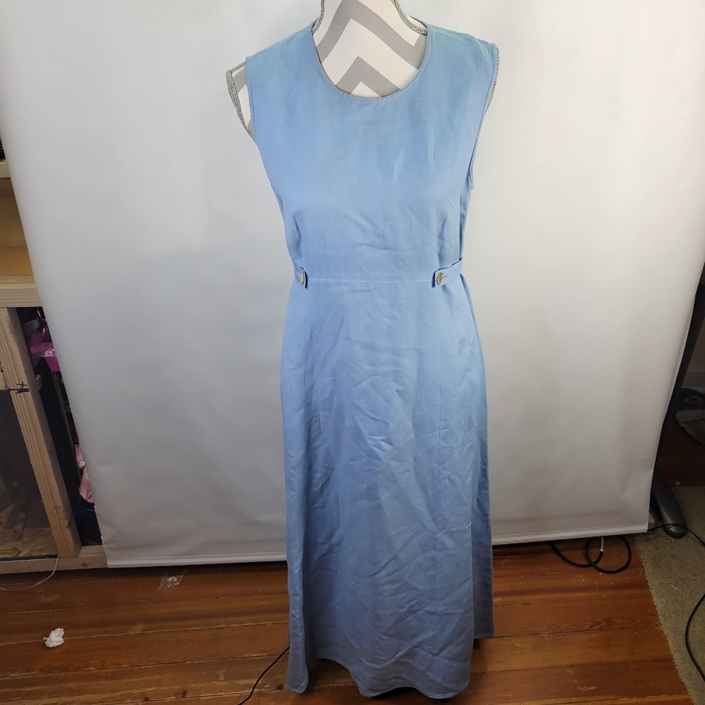 Cambridge Dry Goods Linen Blend Light Blue Maxie Sleeveless Dress Size Medium